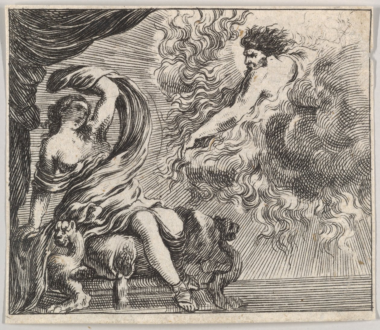 جوبيتر وسيميل ، من Game of Mythology Jeu de la Mythologie ، 1644. بواسطة ستيفانو ديلا بيلا