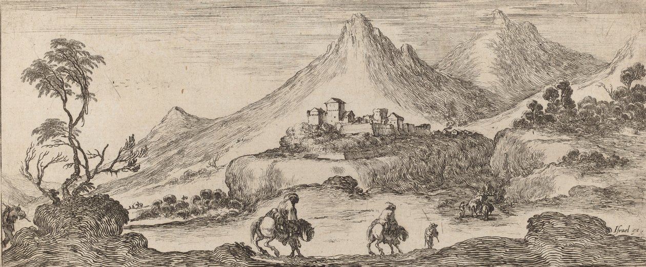 المناظر الطبيعية مع القلعة ، 1641. بواسطة ستيفانو ديلا بيلا