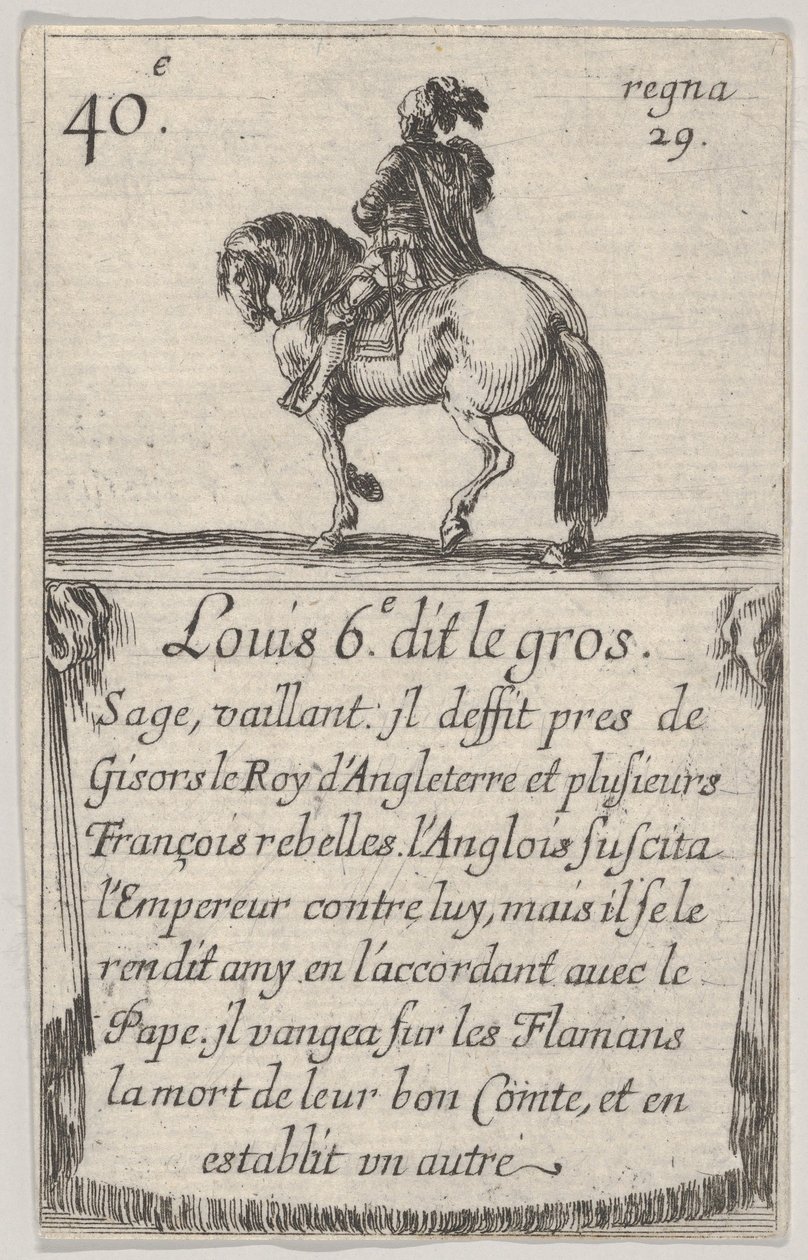 Louis 6.-e dit le gros Sage، vaillant ...، from Game of the Kings of France Jeu des Ro ...، 1644. بواسطة ستيفانو ديلا بيلا