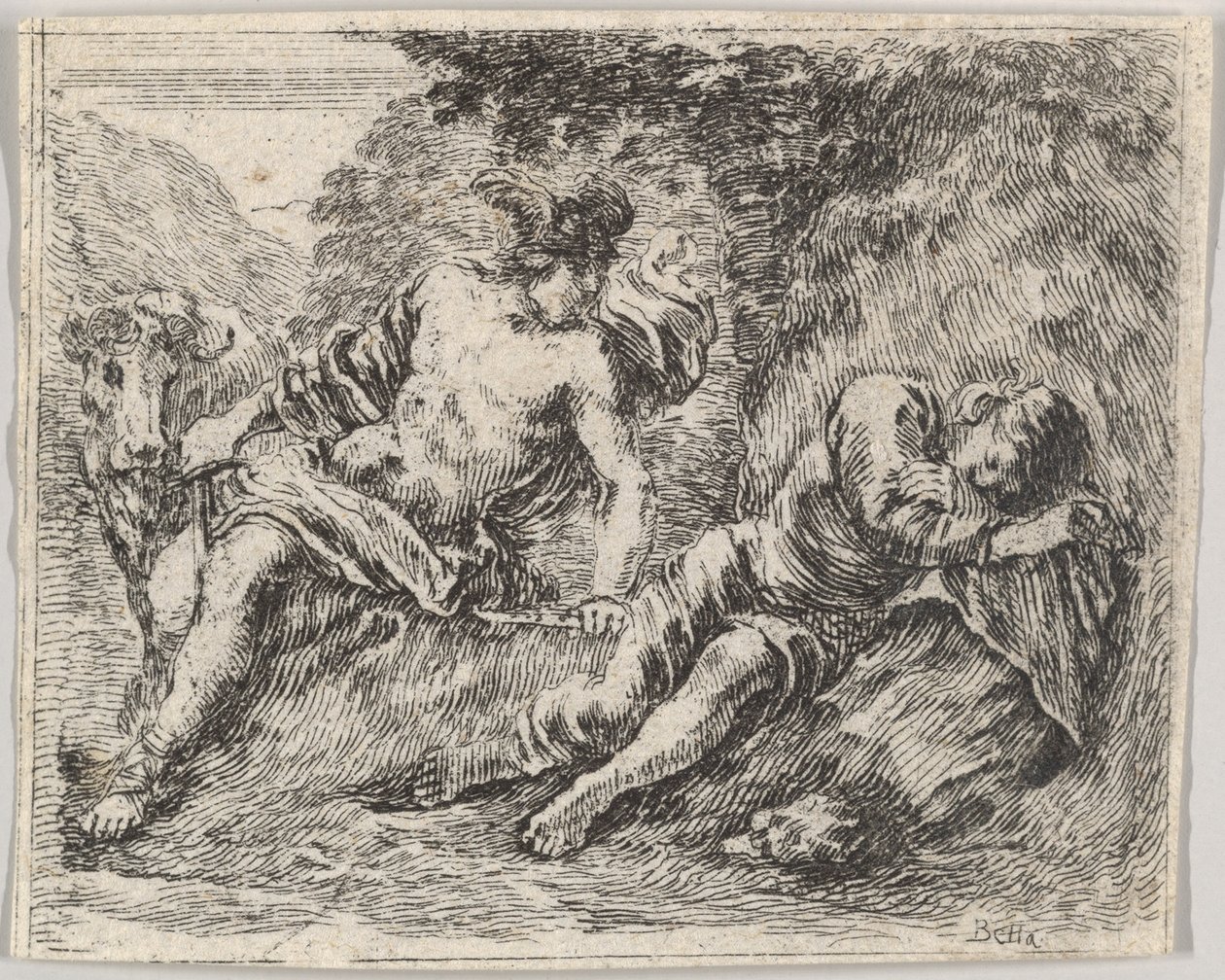 ميركوري وأرغوس ، من Game of Mythology Jeu de la Mythologie ، 1644. بواسطة ستيفانو ديلا بيلا