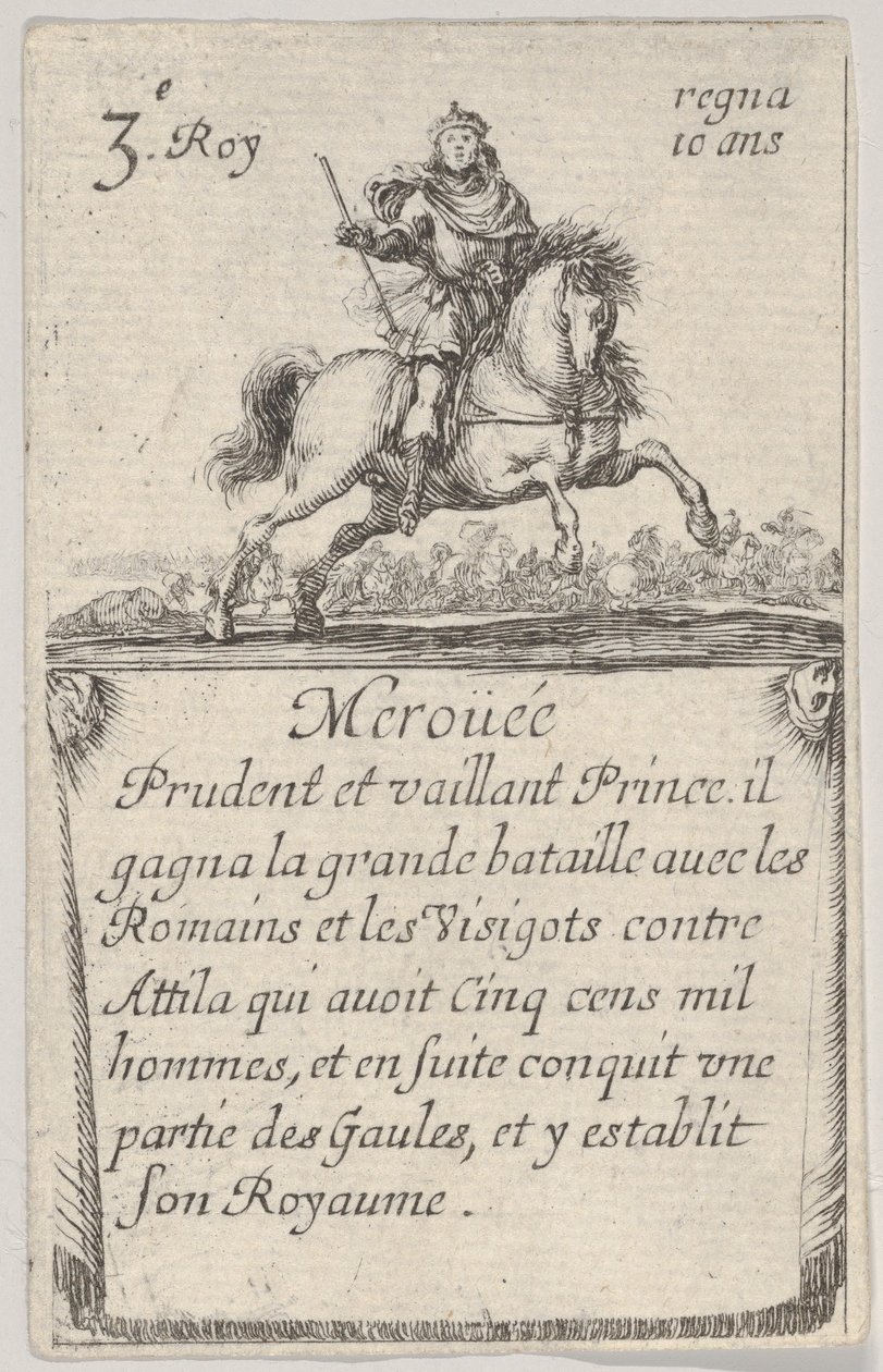 Meroüée Prudent et vaillant ... ، من Game of the Kings of France Jeu des Rois de Fran ... ، 1644. بواسطة ستيفانو ديلا بيلا