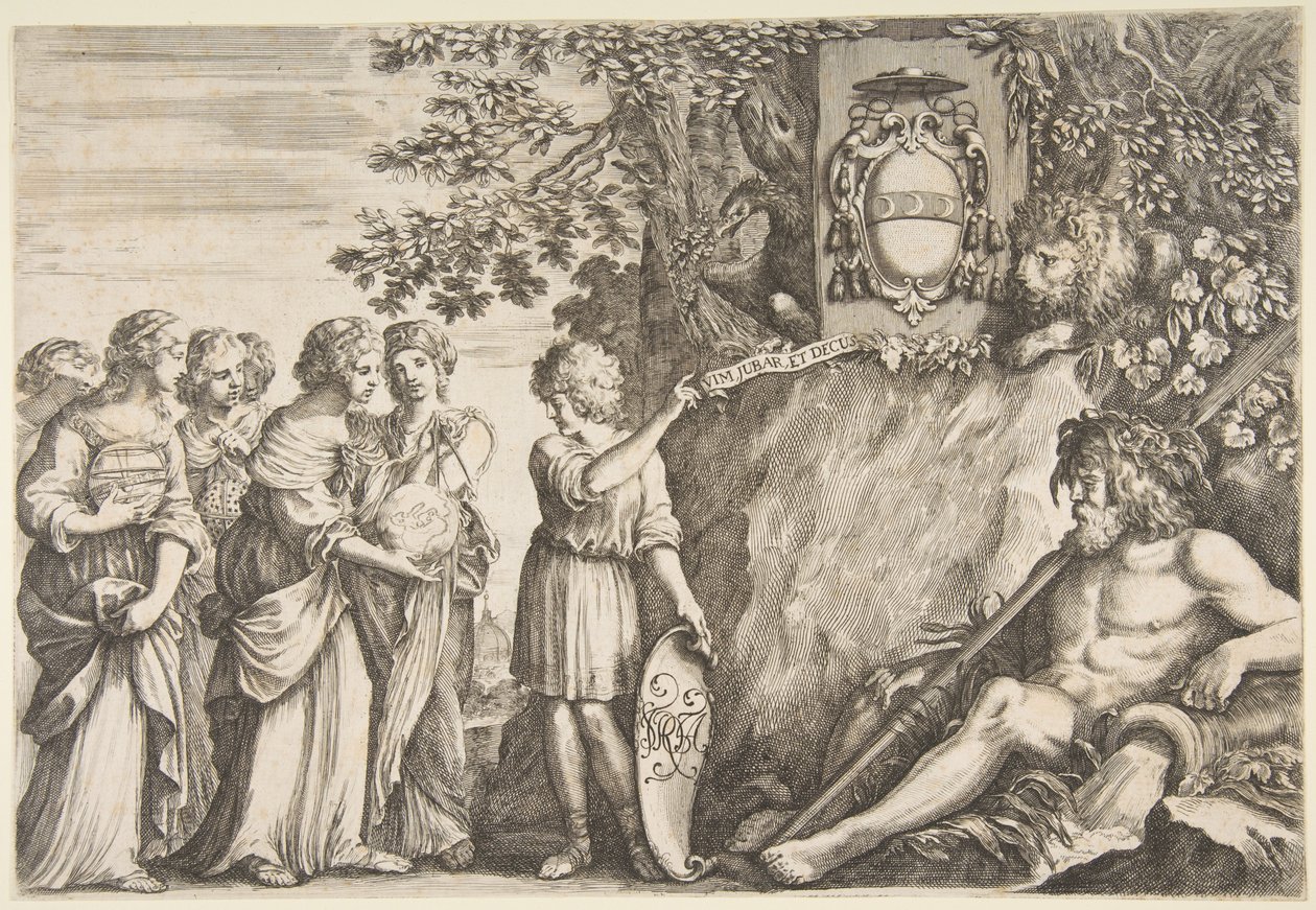تصميم زخرفة أطروحة ، معطف ستروززي من الأسلحة في الأعلى ، كاليفورنيا. 1660. بواسطة ستيفانو ديلا بيلا