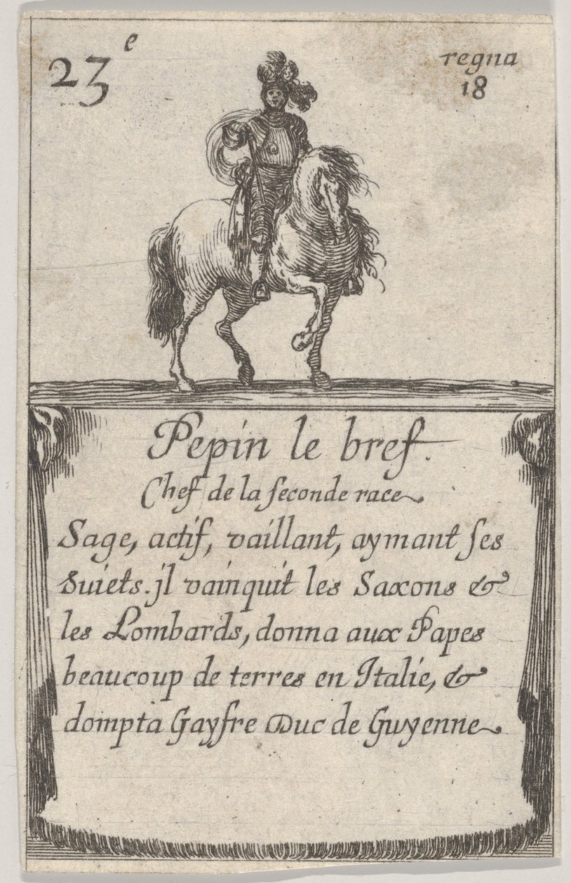 Pepin le brev Chef de la second race ...، from Game of the Kings of France Jeu des Ro ...، 1644. بواسطة ستيفانو ديلا بيلا