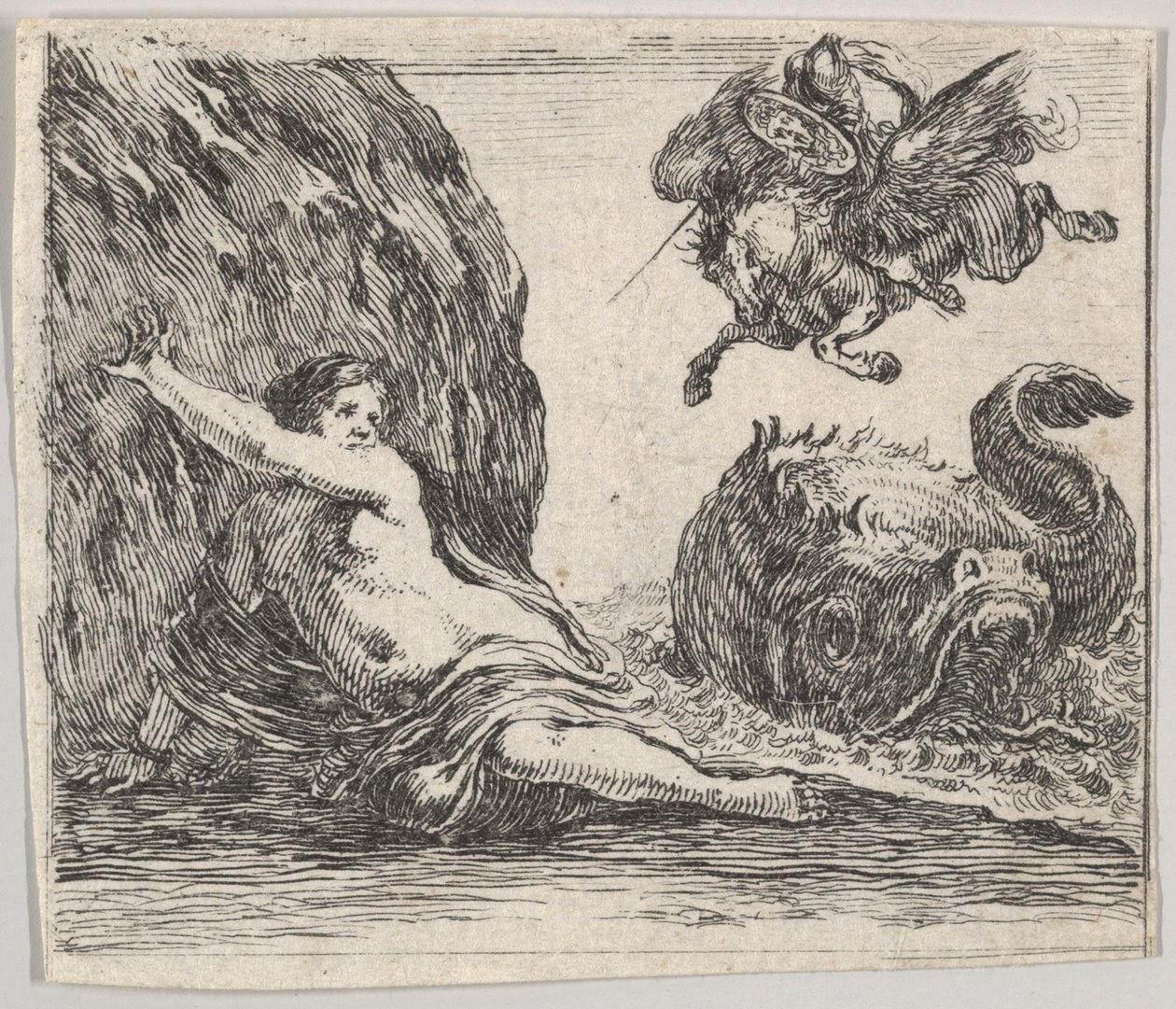 بيرسيوس وأندروميدا ، من Game of Mythology Jeu de la Mythologie ، 1644. بواسطة ستيفانو ديلا بيلا