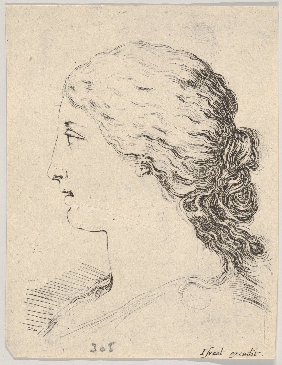 اللوحة 14: رأس امرأة ، صورة شخصية ، من كتاب تعلم الرسم Livre pou ...، ca. 1649. بواسطة ستيفانو ديلا بيلا