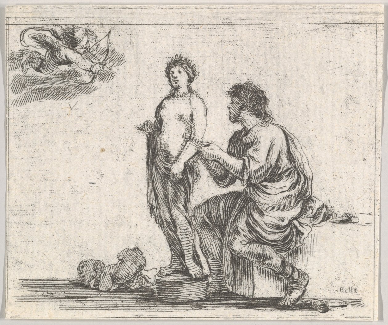 Pygmalion ، من Game of Mythology Jeu de la Mythologie ، 1644. بواسطة ستيفانو ديلا بيلا