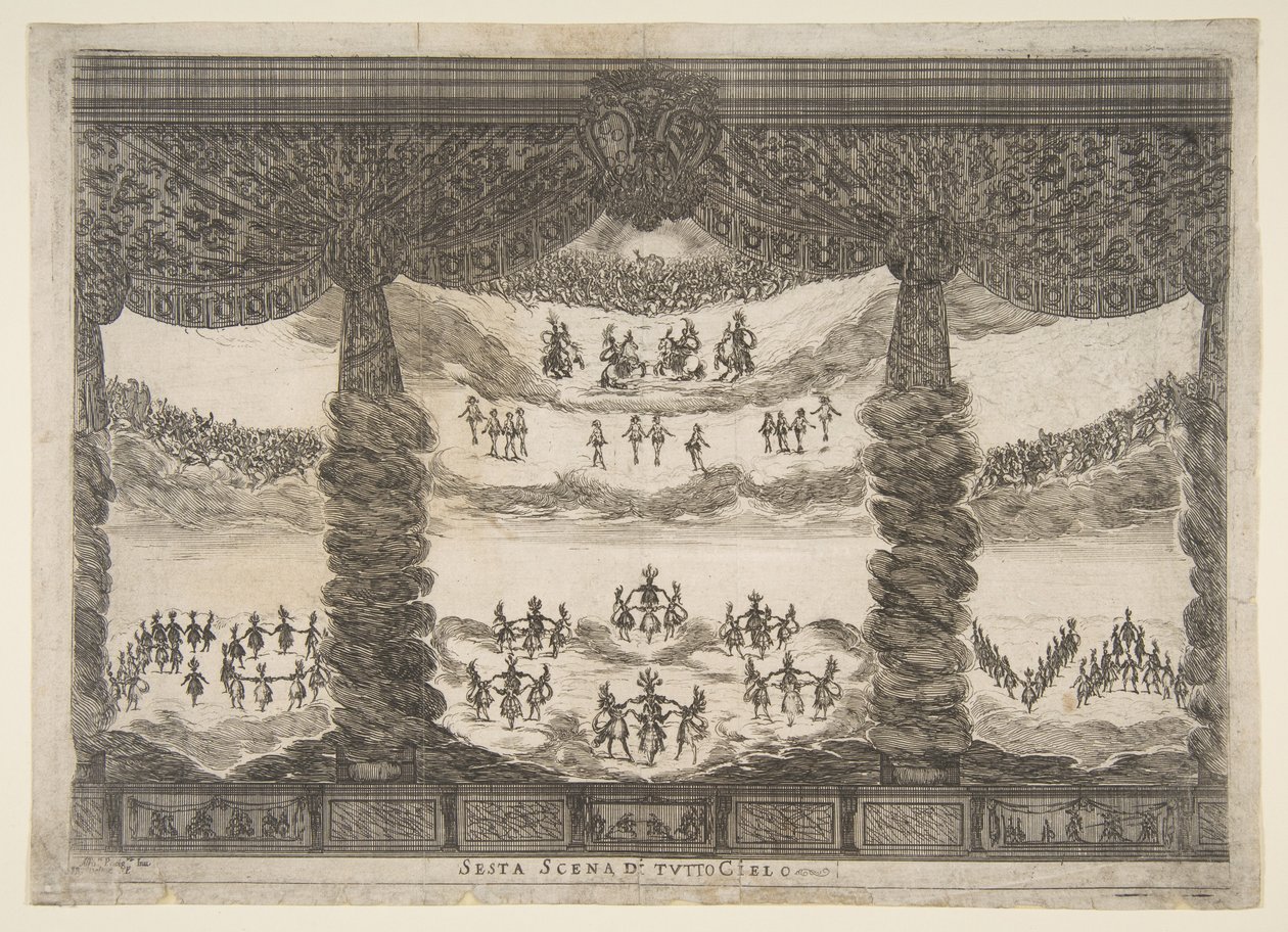 المشهد السادس ، السماوات ، من زواج الآلهة Le nozze degli Dei ، 1637. بواسطة ستيفانو ديلا بيلا