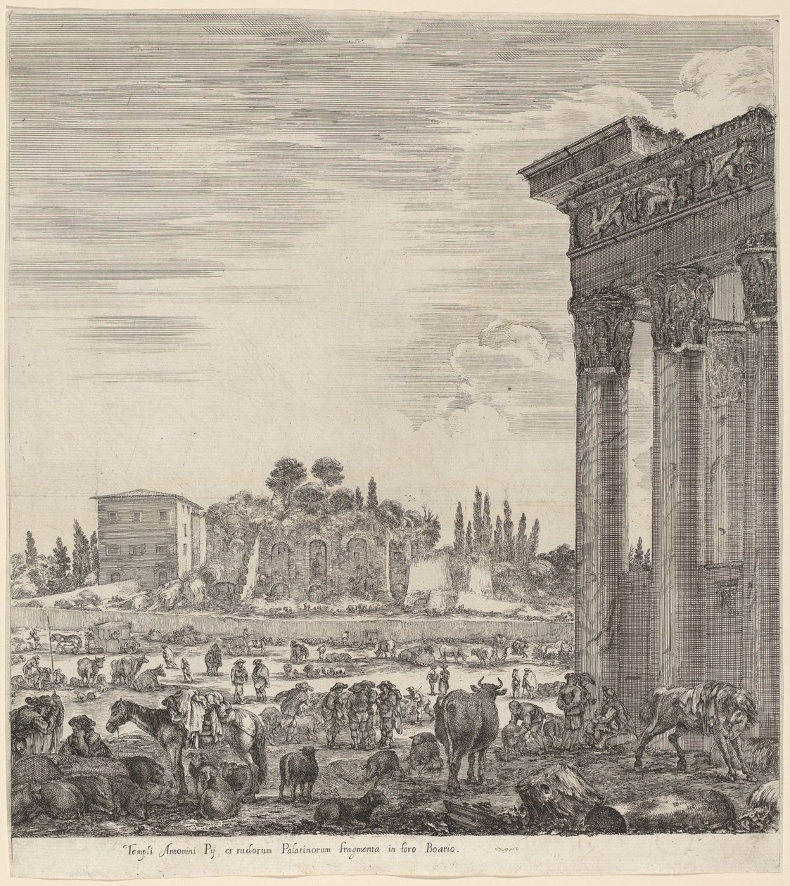 معبد أنتونينوس وكامبو فاتسينو ، 1656. بواسطة ستيفانو ديلا بيلا