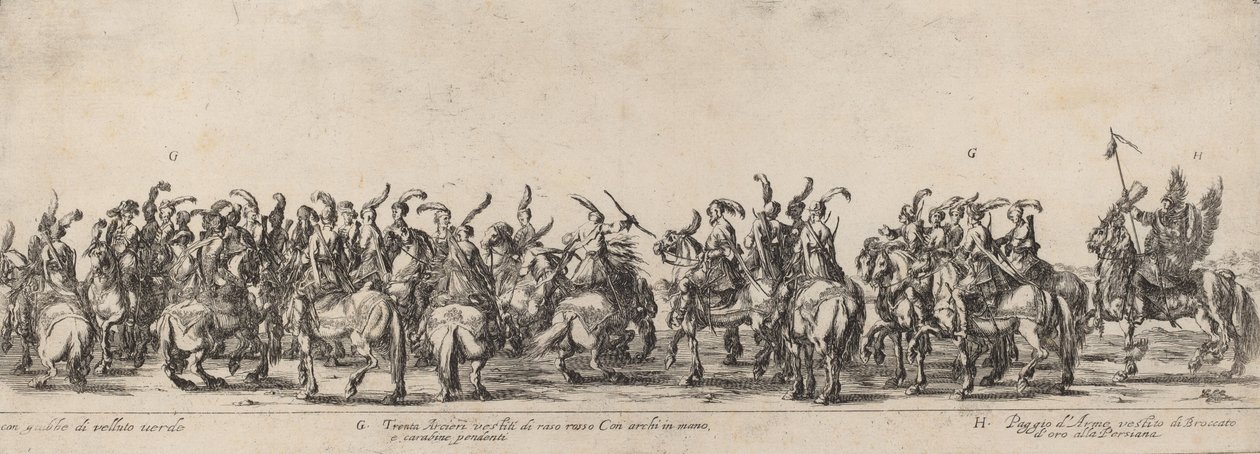 ثلاثون راميًا وصفحة ، 1633. بواسطة ستيفانو ديلا بيلا