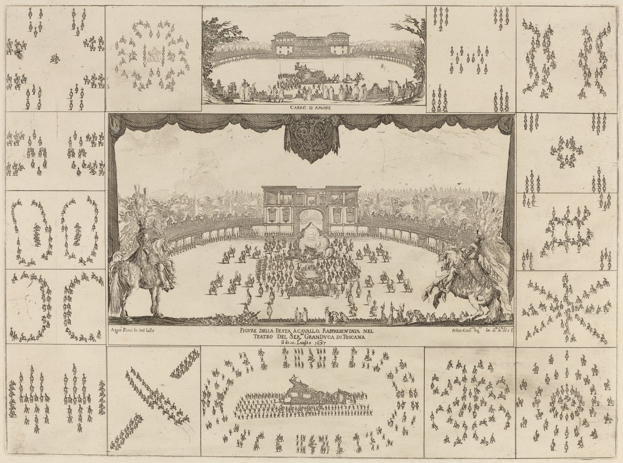 أقيمت البطولة في فلورنسا بمناسبة زواج الدوق الأكبر فرديناند الثاني ، 1637. بواسطة ستيفانو ديلا بيلا