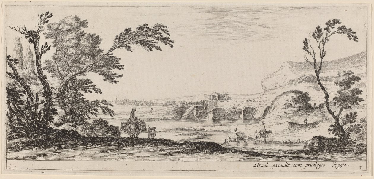 المسافرون الذين يسافرون لتيار ، في عام 1647 أو قبله. بواسطة ستيفانو ديلا بيلا