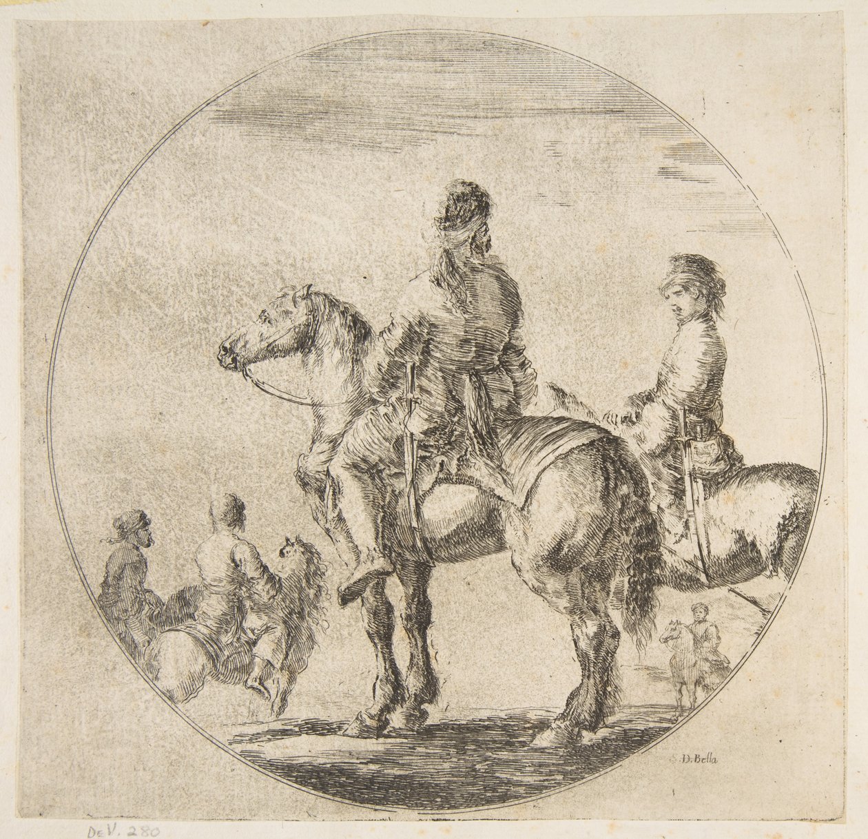 اثنين من الفرسان البولنديين مع خيولهم التي تواجه اليسار ، من Figures on Horseback Cavali ... ، كاليفورنيا. 1651. بواسطة ستيفانو ديلا بيلا