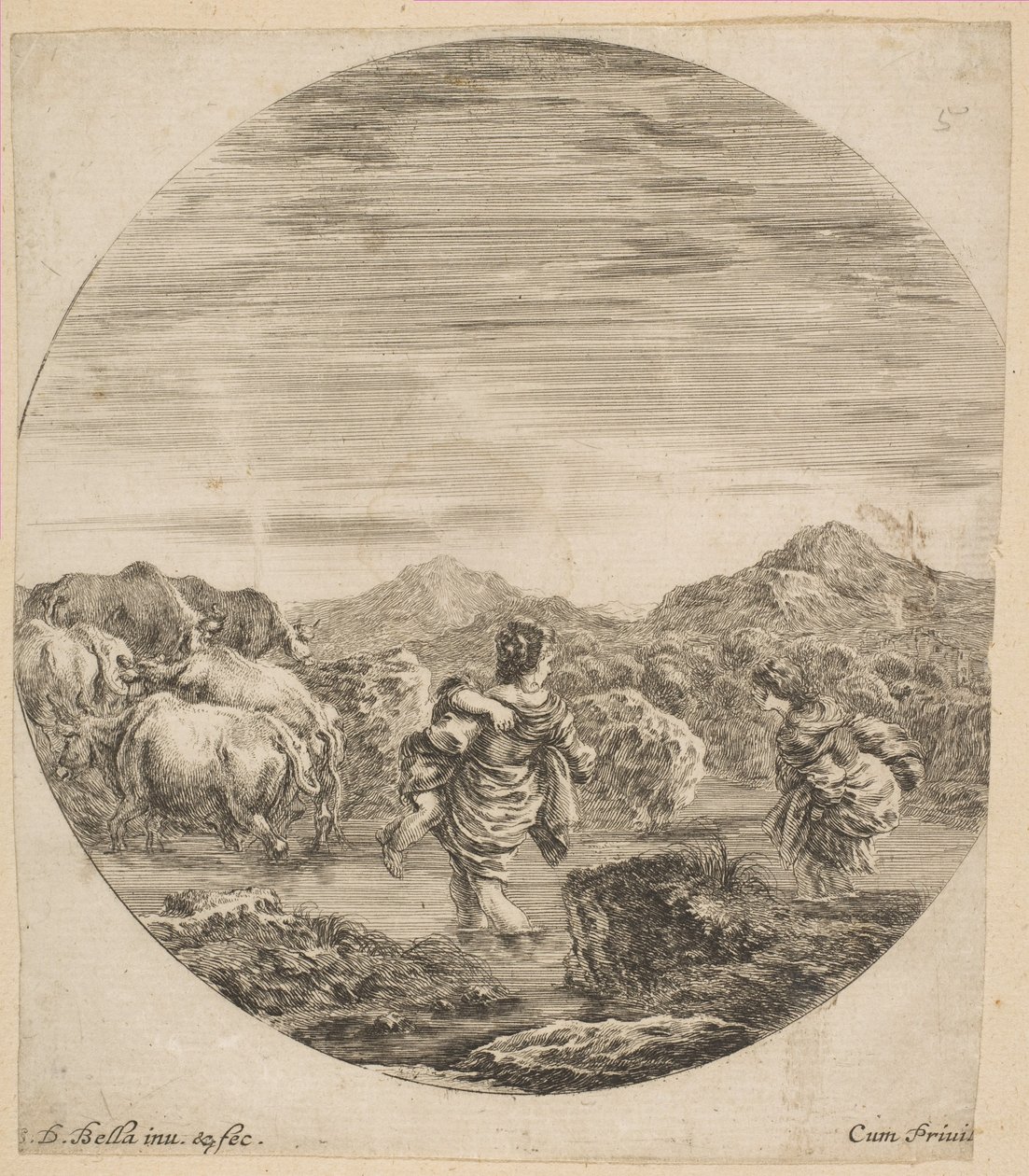 امرأتان تعبران تيارًا ، كاليفورنيا. 1646. بواسطة ستيفانو ديلا بيلا
