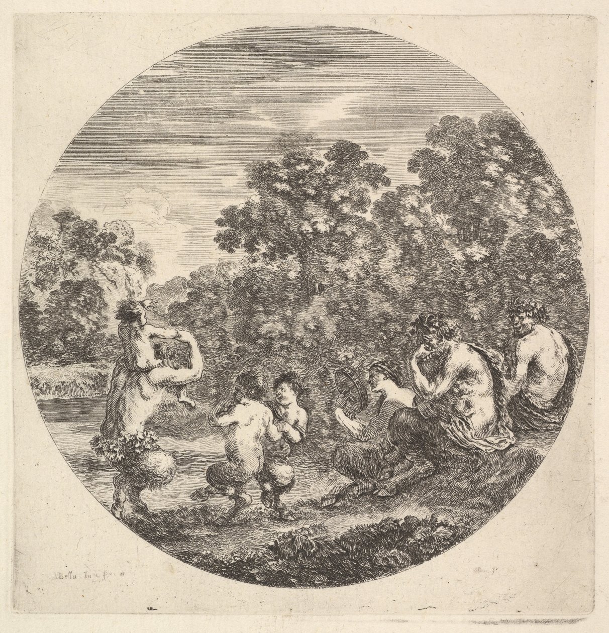 ساترين وفون يجلسان على اليمين لرؤية طفلين ساتير وآخر ساتر مع ... ، كاليفورنيا. 1643-48. بواسطة ستيفانو ديلا بيلا