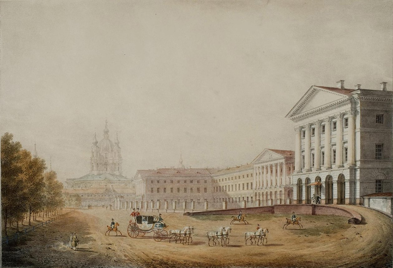 معهد سمولني للعذارى النبلاء في سانت بطرسبرغ ، 1823 بواسطة ستيبان فيليبوفيتش جالاكتيونوف