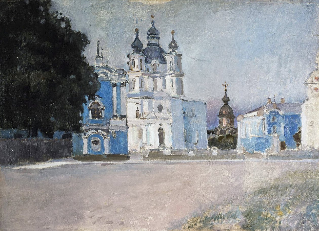 Le couvent Smolny a Saint Petersburg (دير Smolny في سانت بطرسبرغ) - رسم لستيبان بتروفيتش ياريميتش (1869-1938 / 1939) - زيت على قماش ، أوائل القرن العشرين ، الفن الروسي ، أوائل القرن العشرين - متحف الإرميتاج ، سانت بطرسبرغ بواسطة ستيبان ياريميش