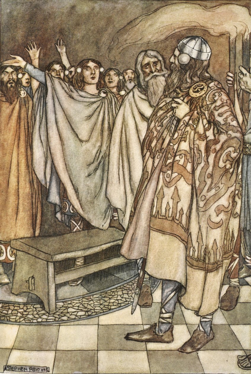 نشأ صيحة ابتهاج عظيم من Ulstermen ، وهو رسم توضيحي من `` The High Deeds of Finn ، و Bardic Romances الأخرى في أيرلندا القديمة 