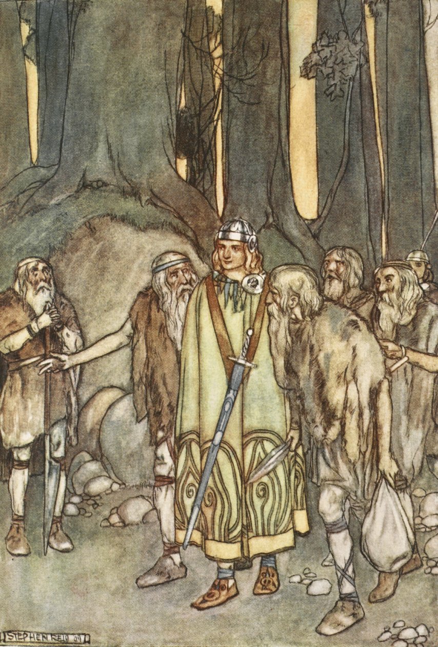 وفي تلك الليلة ، كان هناك احتفال وفرح في الكوخ المنعزل ، وهو رسم توضيحي من كتاب `` الأفعال السامية للفنلنديين والرومانسية البردية الأخرى في أيرلندا القديمة 