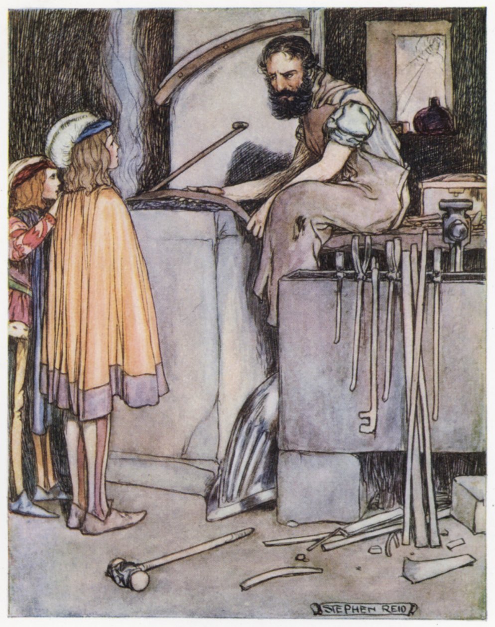 رسم توضيحي لـ Siegfried the Dragon-Slayer (لون ليثو) بواسطة ستيفن ريد