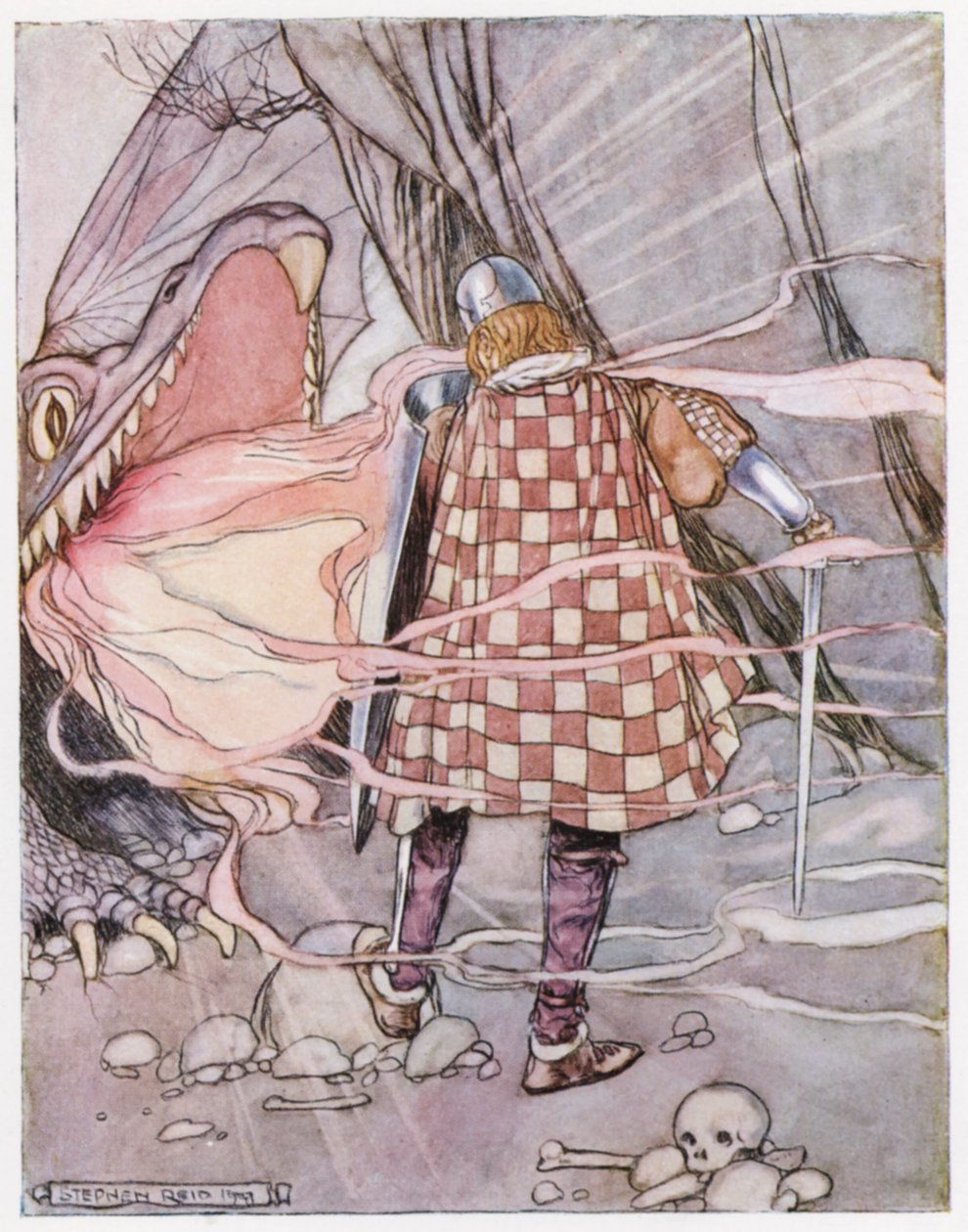 رسم توضيحي لـ Siegfried the Dragon-Slayer (لون ليثو) بواسطة ستيفن ريد