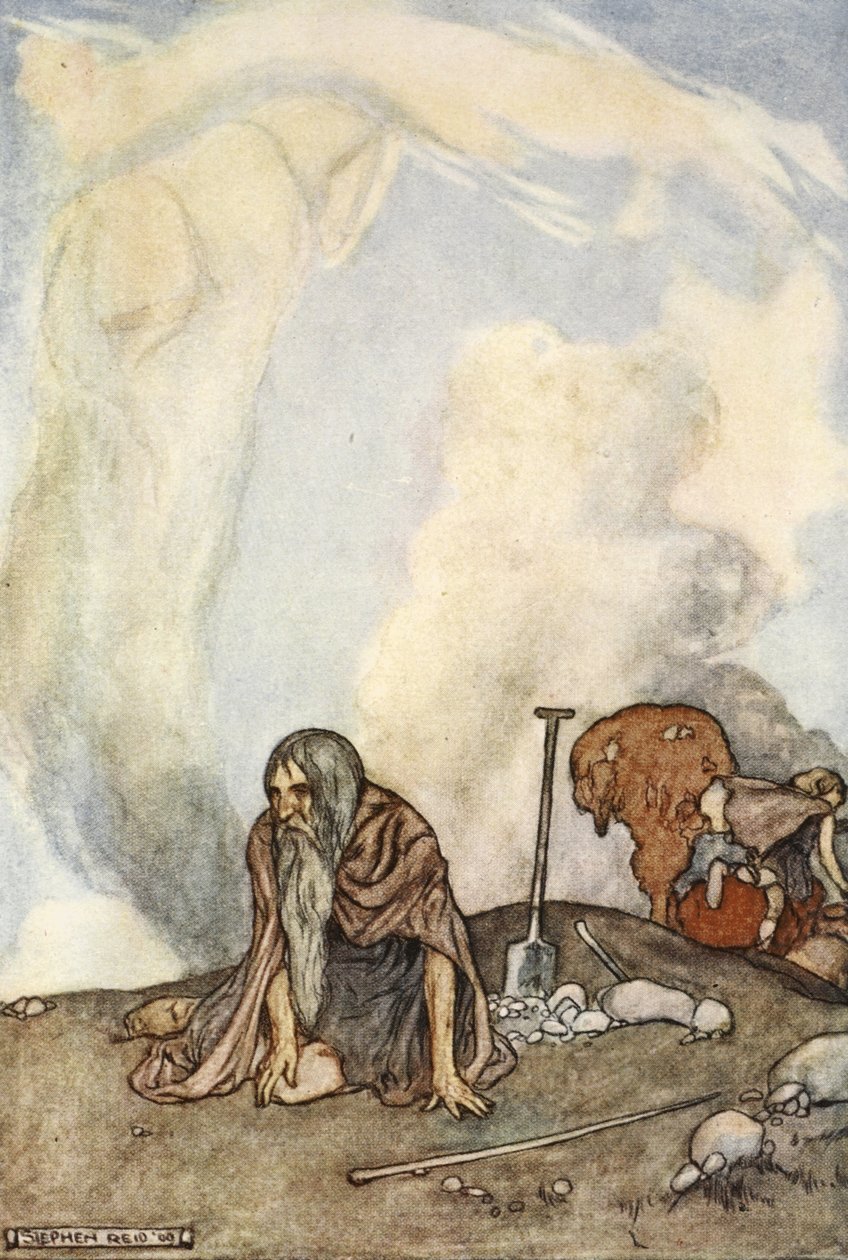 اختفى الفرس الأبيض من أعينهم مثل إكليل من الضباب ، رسم توضيحي من كتاب `` الأعمال الفنلندية السامية ، وغيرها من الرومانسيات البردية في أيرلندا القديمة 