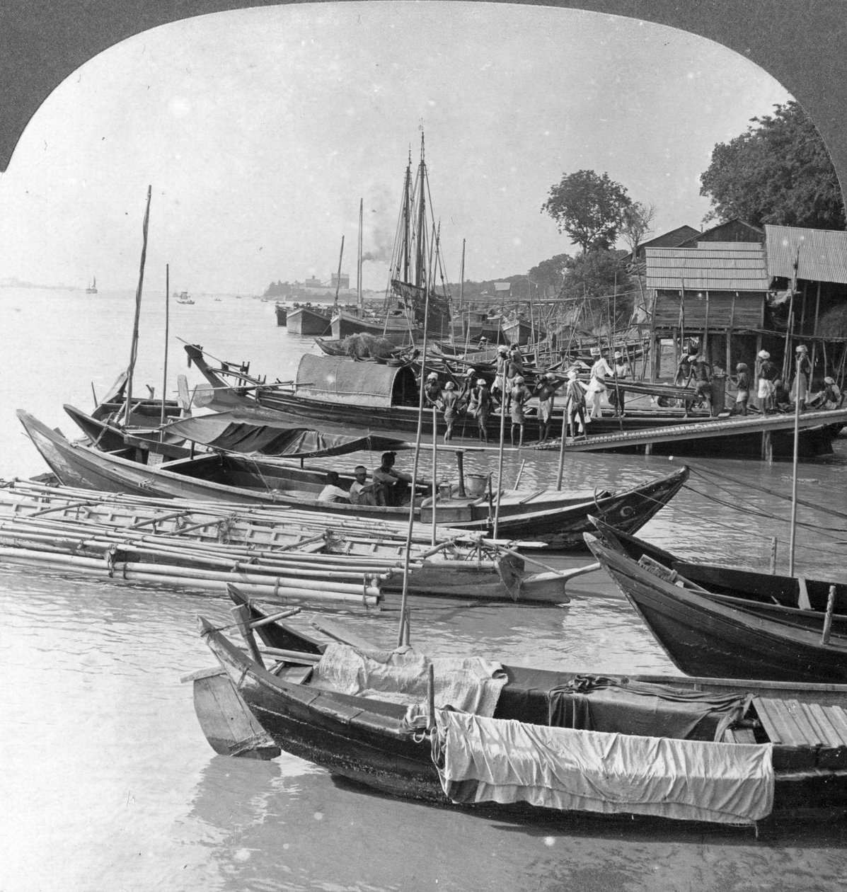البحث عن نهر إيراوادي ، رانغون ، بورما ، 1908 بواسطة شركة السفر ستيريو