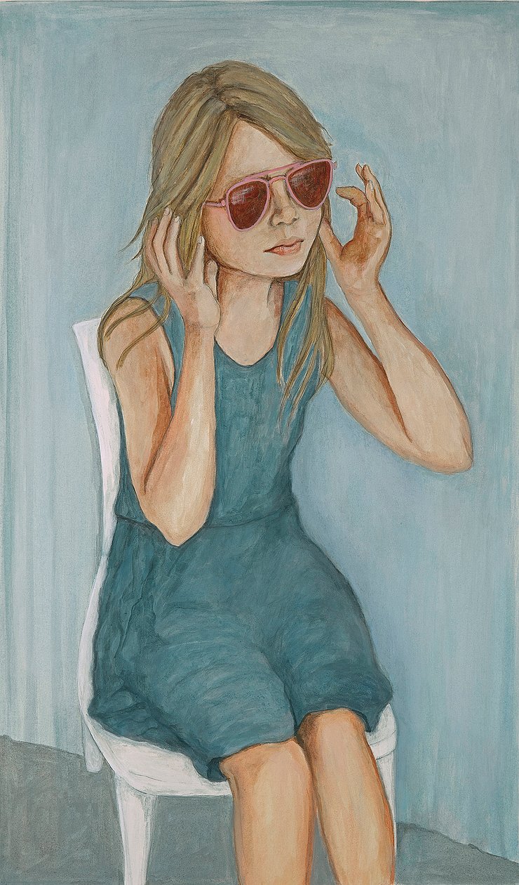 Girl In Sunglasses، 2017 (قلم وأحبار وغسل على ورق) بواسطة ستيفي تايلور