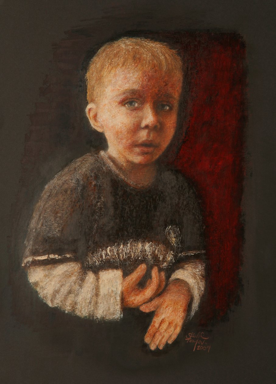 Little Boy Working Something Out ، 2009 (زيت على ورق) بواسطة ستيفي تايلور