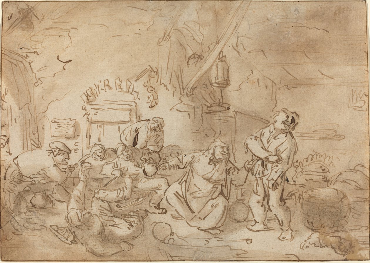 شجار في نزل بواسطة أسلوب Adriaen van Ostade