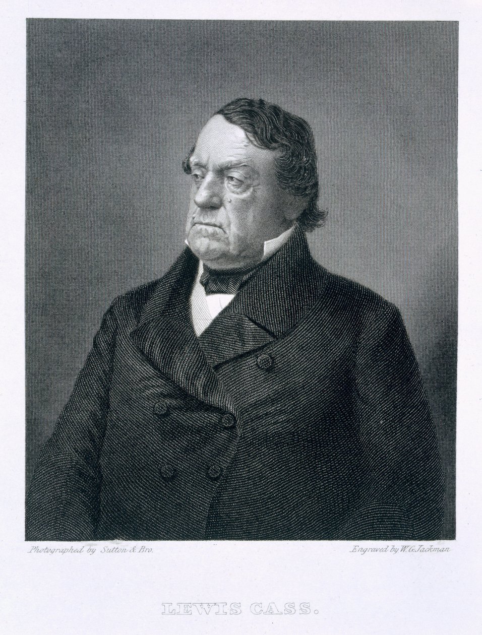 لويس كاس ، محفور بواسطة ويليام ج. جاكمان (fl.c.1841-60) بعد التقاط صورة بواسطة ساتون وإخوانه.