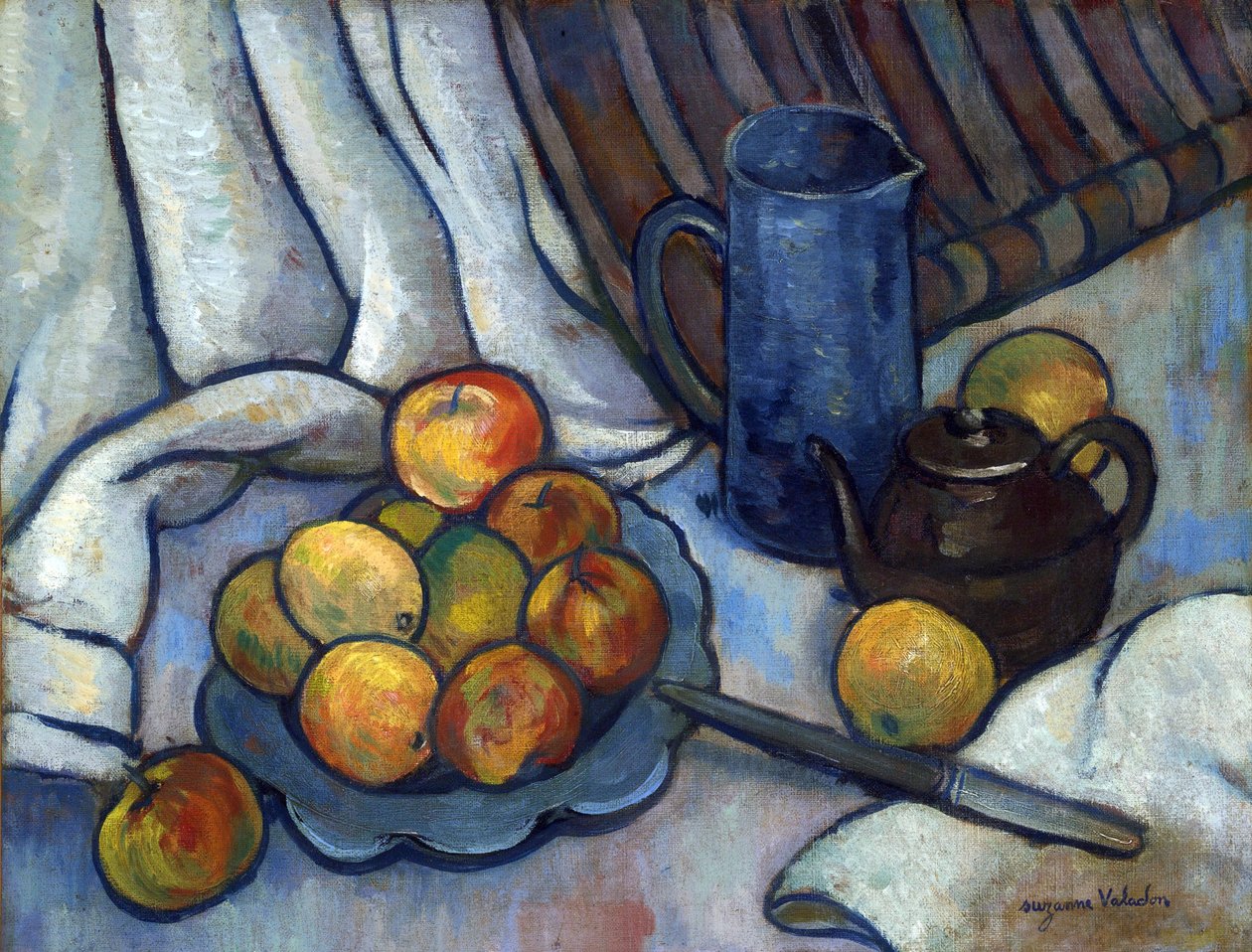 تفاح وإبريق شاي وإبريق - Peinture de Suzanne Valadon (1865-1938) ، حوالي 1919 - زيت على قماش ، 50،4 × 65،4 - مجموعة خاصة بواسطة سوزان فالادون