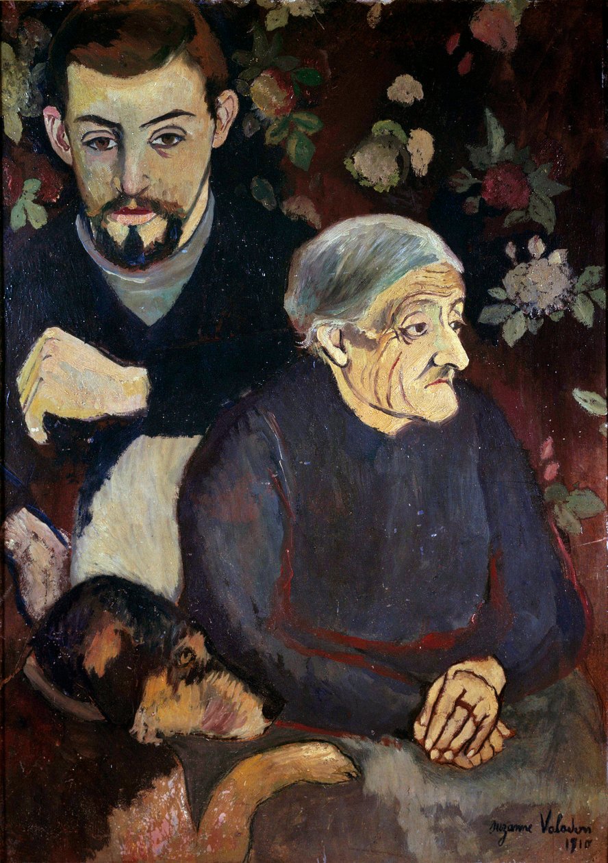 صورة للرسام موريس أوتريلو وجدته وكلب لوحة سوزان فالادون (1865-1938) بواسطة سوزان فالادون