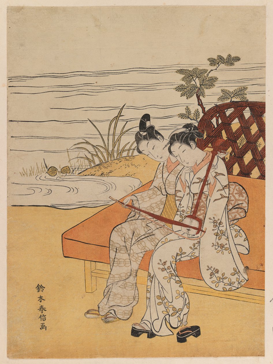 تمشي لاعبي Kokyu ، c.1765 (طباعة كتل خشبية ملونة) بواسطة سوزوكي هارونوبو