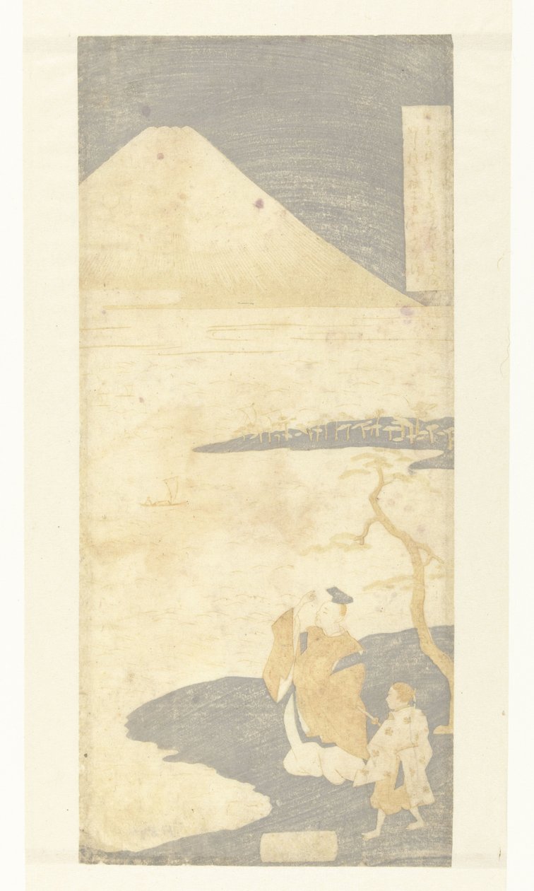الشاعر يامابي نو أكاهيتو ينظر إلى جبل فوجي قصائد مائة شاعر (عنوان السلسلة) Hyakunin Isshu no Uuchi (عنوان المسلسل) بواسطة سوزوكي هارونوبو