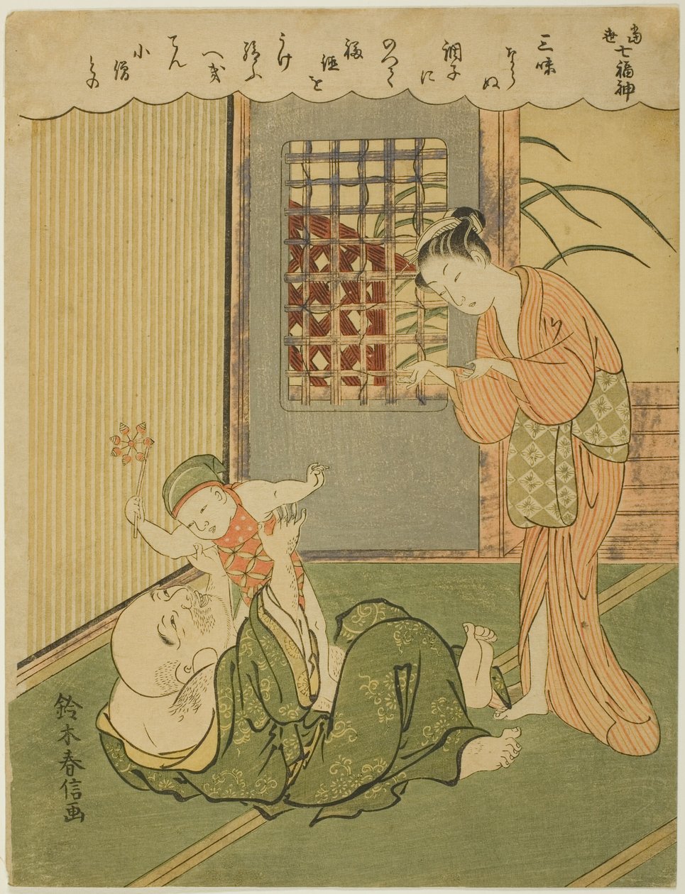 Hotei ، من مسلسل "Seven Gods of Good Luck in Modern Life (Tosei Shichi-fukujin)" بواسطة سوزوكي هارونوبو