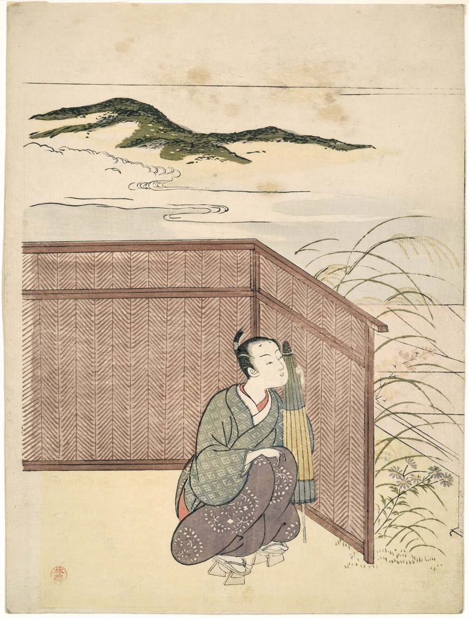 محاكاة ساخرة لـ Kawachi-goe من "Tales of Ise" ، 1765 بواسطة سوزوكي هارونوبو