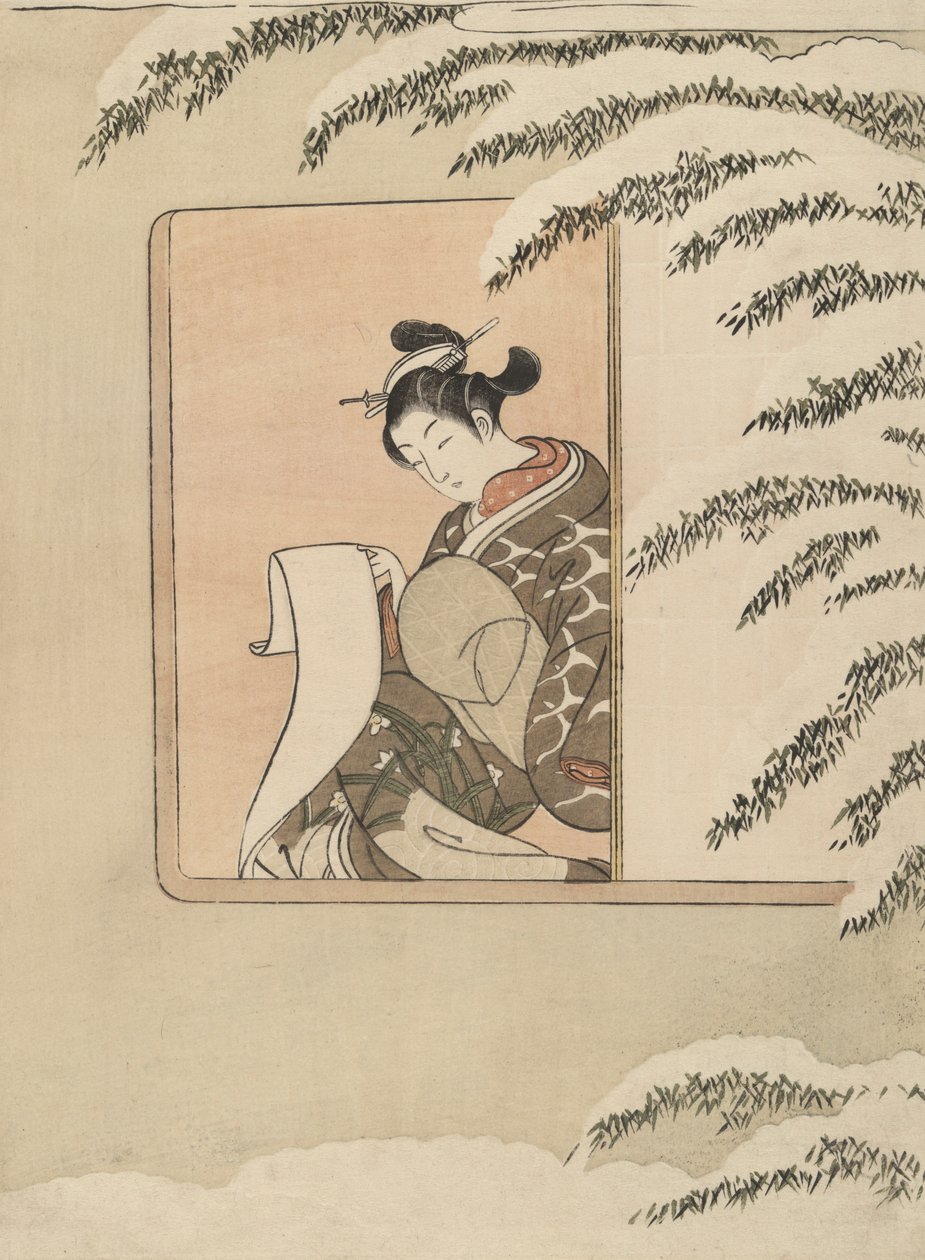 محاكاة ساخرة لـ Sun Kang ، والمعروفة أيضًا باسم Snow by the Window بواسطة سوزوكي هارونوبو