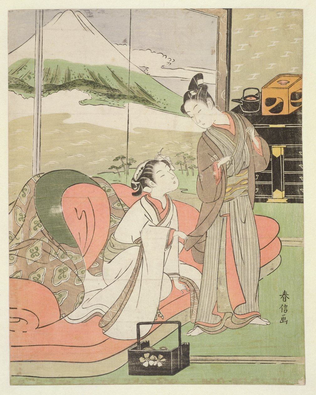 TH Riches 1913 Lover أخذ إجازة المحظية ، c.1768-9 (طباعة كتلة خشبية) بواسطة سوزوكي هارونوبو