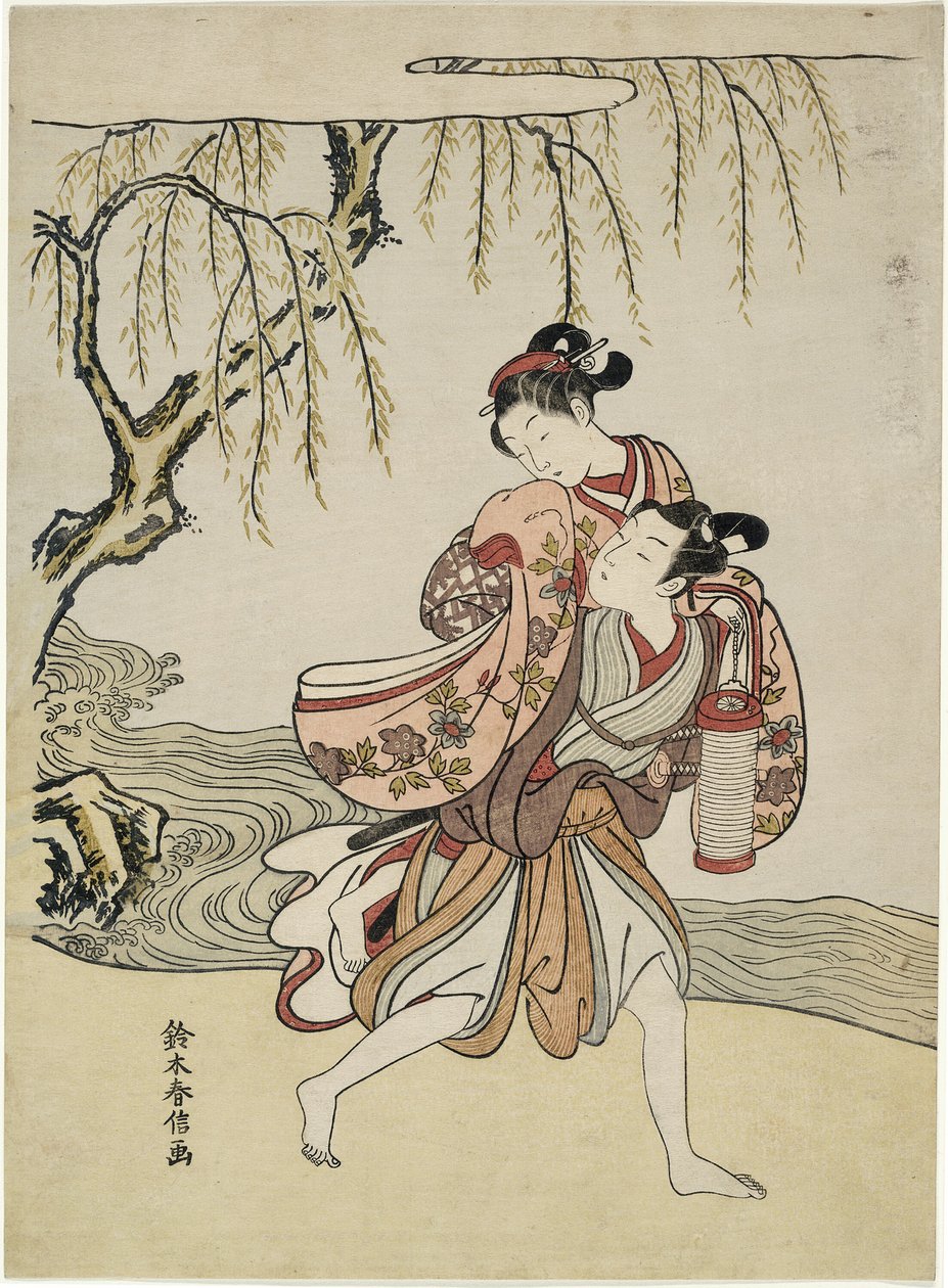 The Elopement (محاكاة ساخرة لحلقة Akutagawa من "Tales of Ise") بواسطة سوزوكي هارونوبو