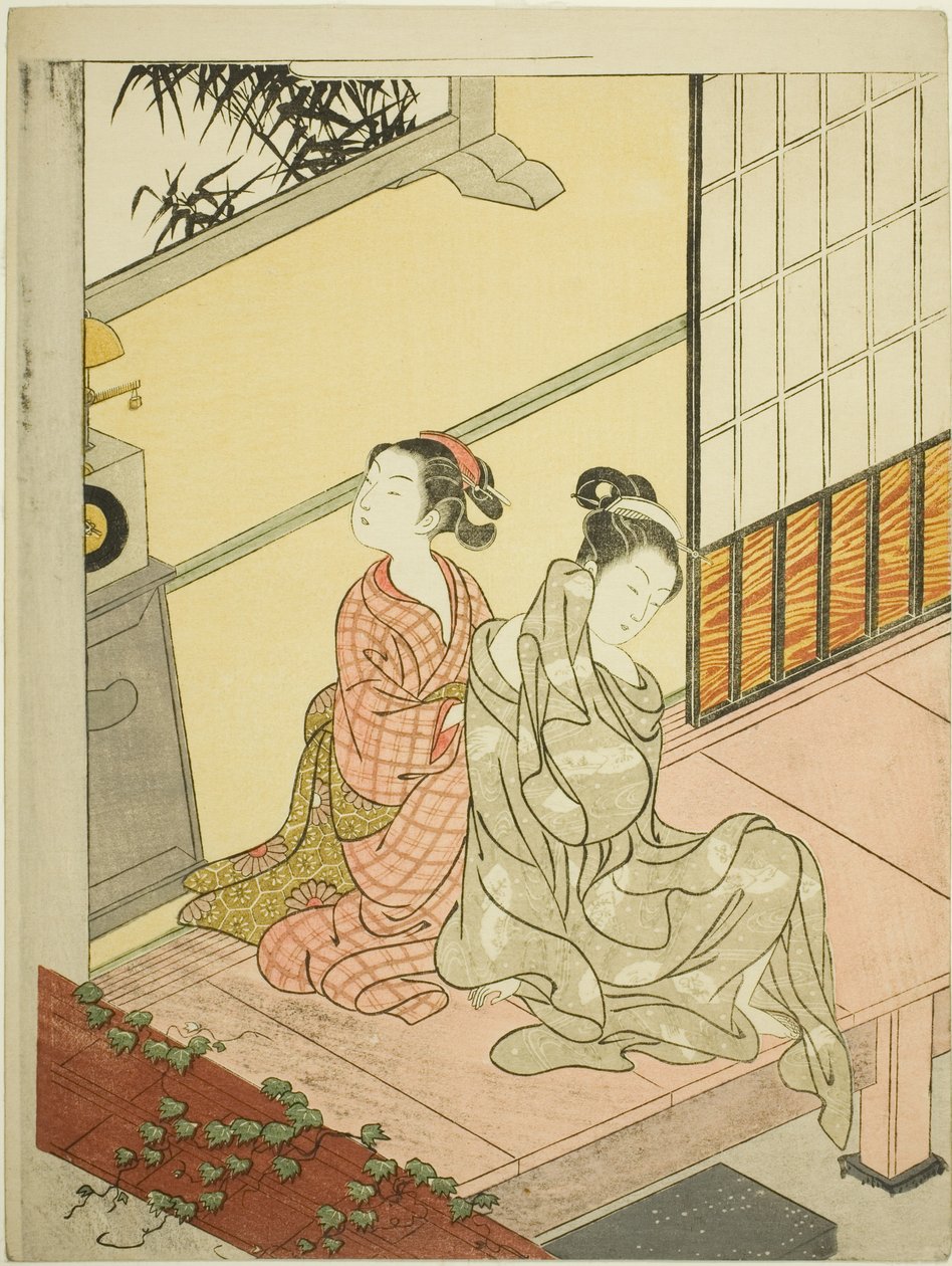 جرس الساعة المسائي (Tokei no bansho) ، من سلسلة "Eight Views of the Parlor (Zashiki hakkei)" بواسطة سوزوكي هارونوبو