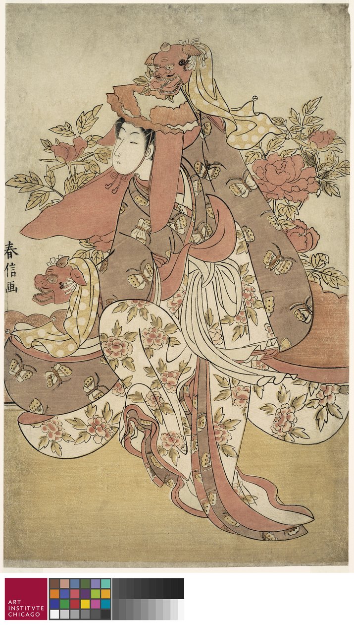 رقصة الأسد ، c.1769-70 بواسطة سوزوكي هارونوبو