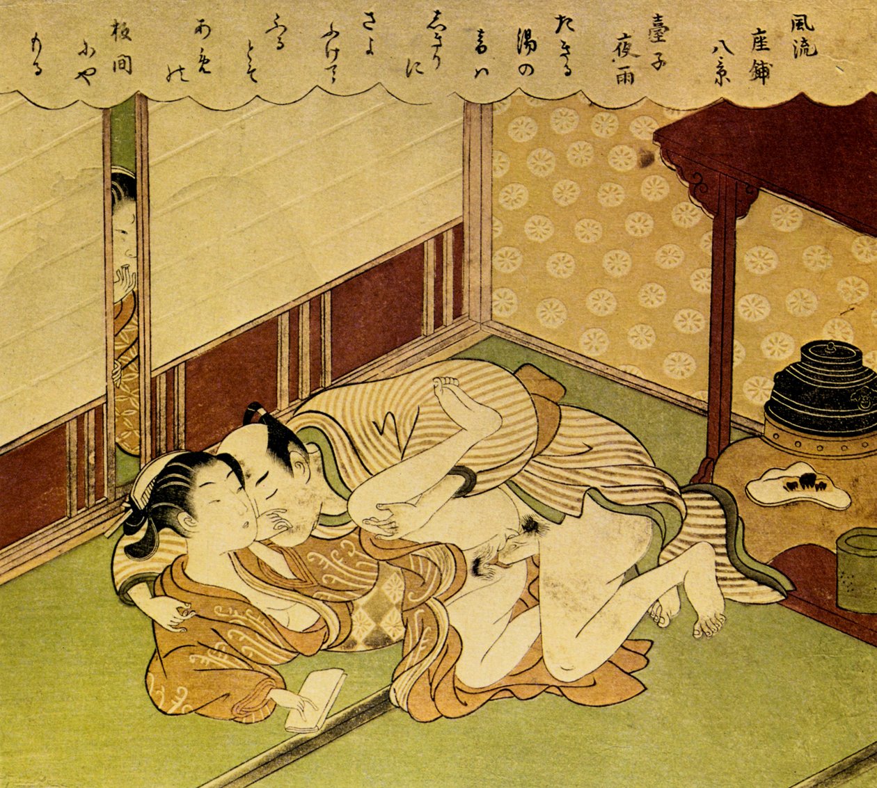اثنين من محبي Shunga - طباعة الأخشاب المثيرة ، ج. 1750 بواسطة سوزوكي هارونوبو