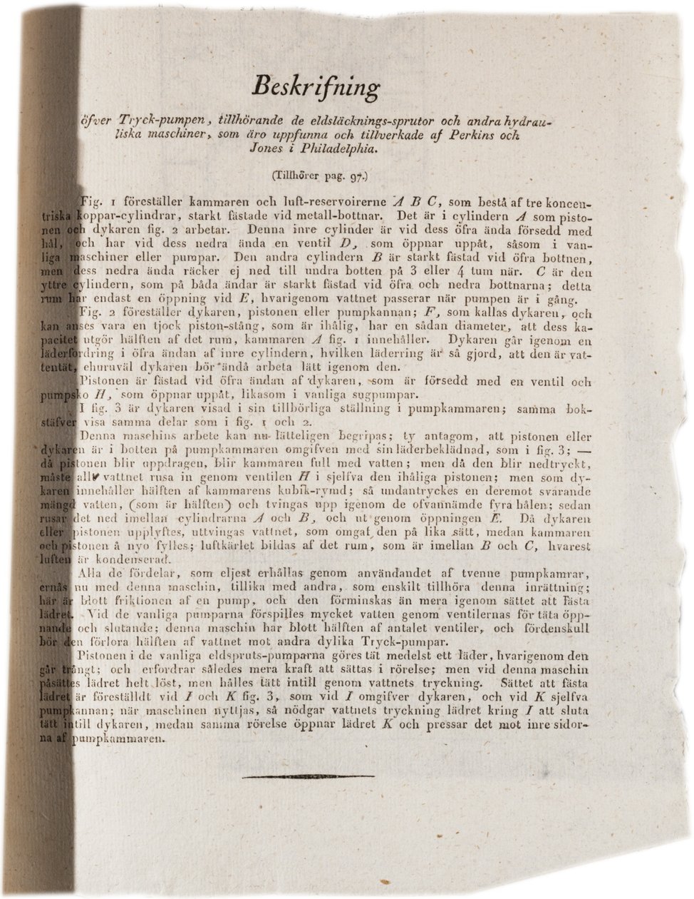 وصف التكنولوجيا الهيدروليكية في فيلادلفيا من Klinckowstroms Atlas of the United States، 1824 (print) بواسطة المدرسة السويدية
