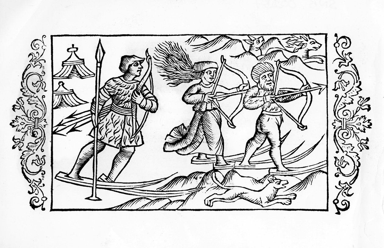صيد التزلج الفنلندي - من أجل "The Heathen Septrionalis" "" لرئيس الأساقفة Olaus Magnus ، السويد بواسطة المدرسة السويدية