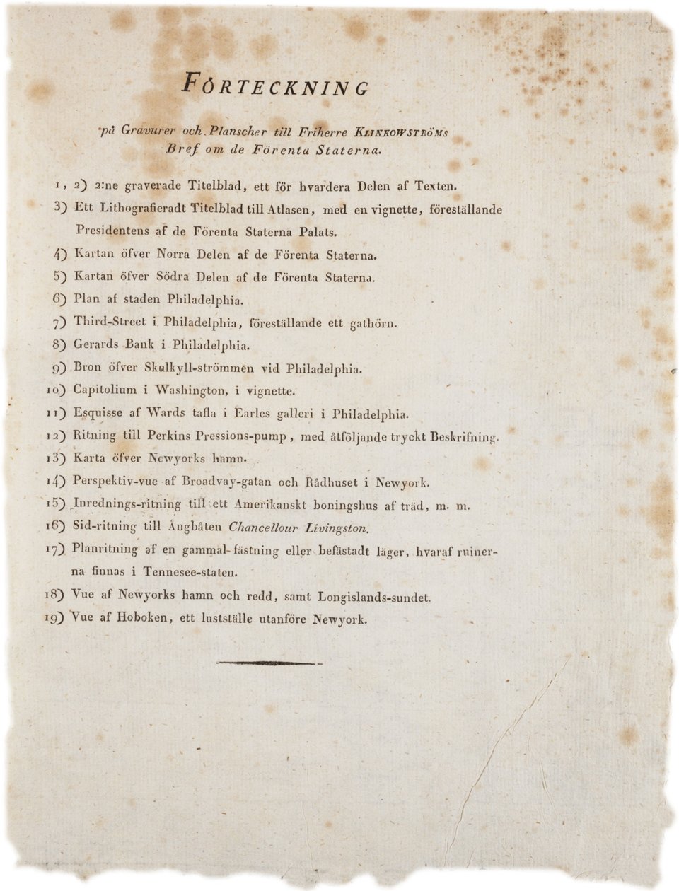 قائمة الرسوم التوضيحية من أطلس Klinckowstroms للولايات المتحدة ، 1824 (طباعة) بواسطة المدرسة السويدية