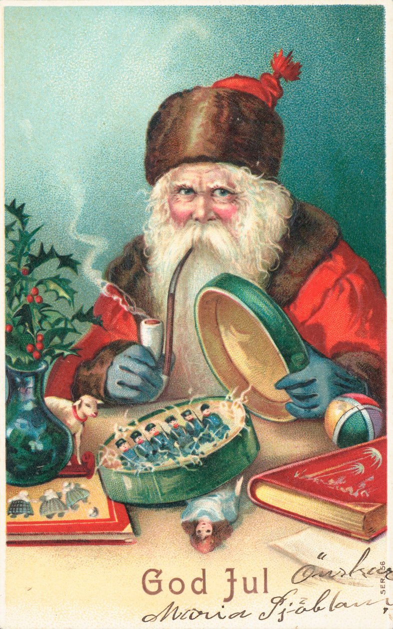 بطاقة عيد الميلاد السويدية (طباعة حجرية ملونة) بواسطة المدرسة السويدية