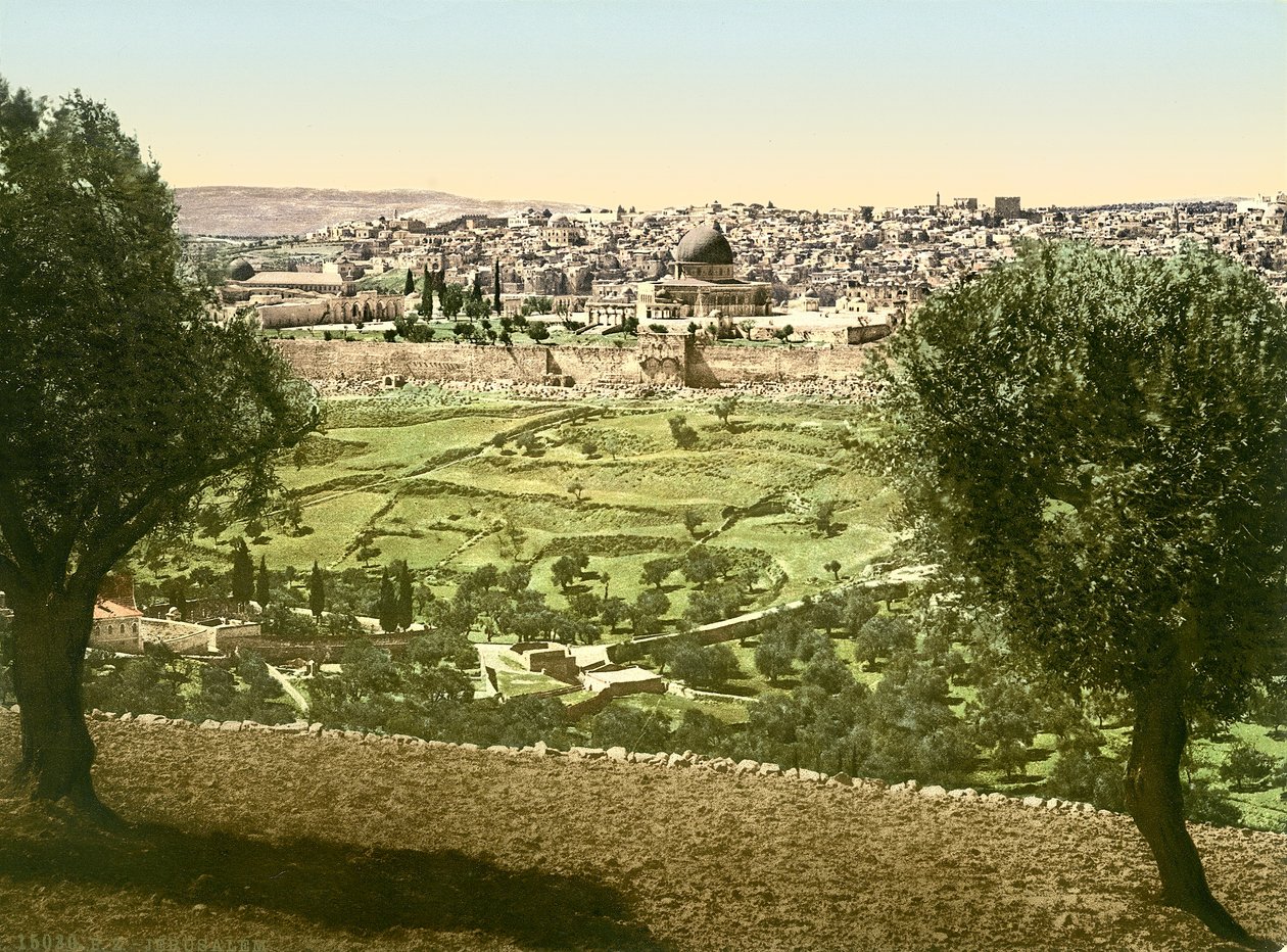 منظر عام لمدينة القدس من الشرق ، 1880-1900 (فوتوكروم) بواسطة المصور السويسري