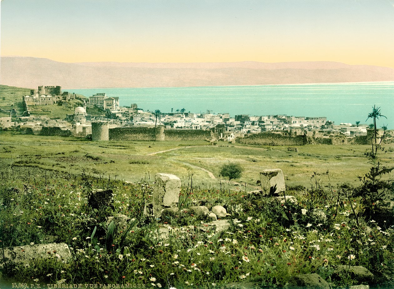 منظر لطبرية من الجنوب ، 1880-1900 (الفوتوكروم) بواسطة المصور السويسري
