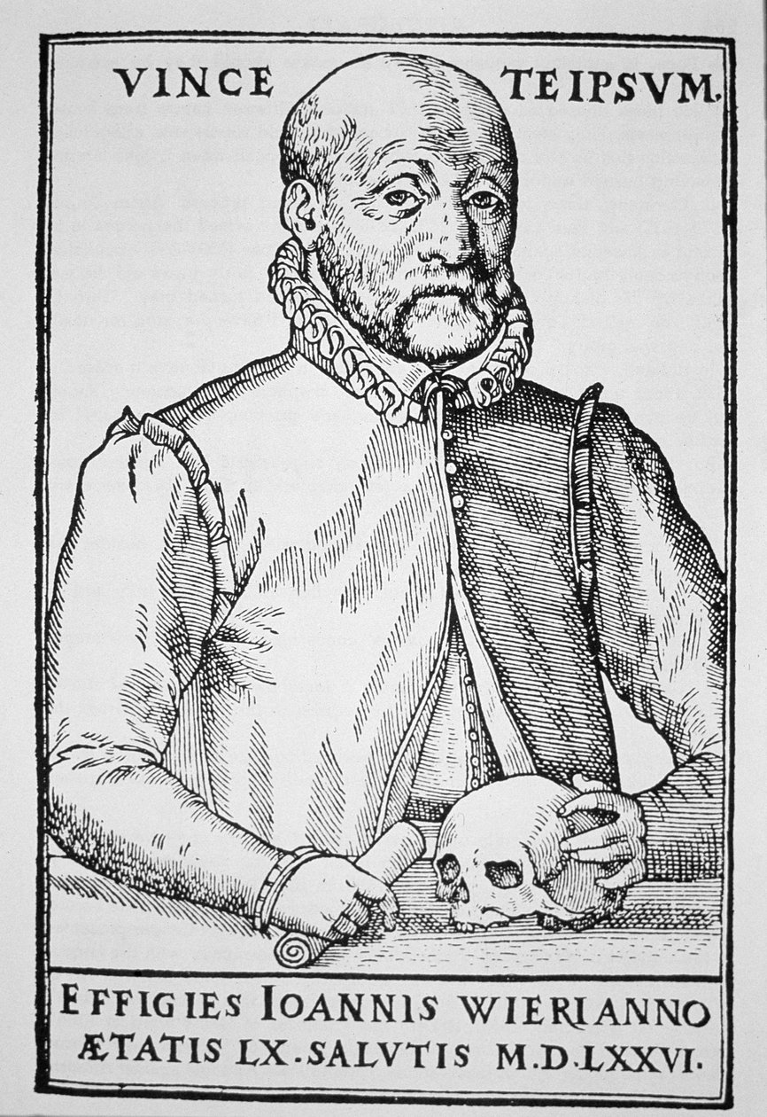 جون وير (1516-1588) نسخة من رسم توضيحي من De Lamiis Liber ، بازل 1577 ، تم استخدامه في تاريخ السحر ، نُشر في أواخر القرن التاسع عشر بواسطة المدرسة السويسرية