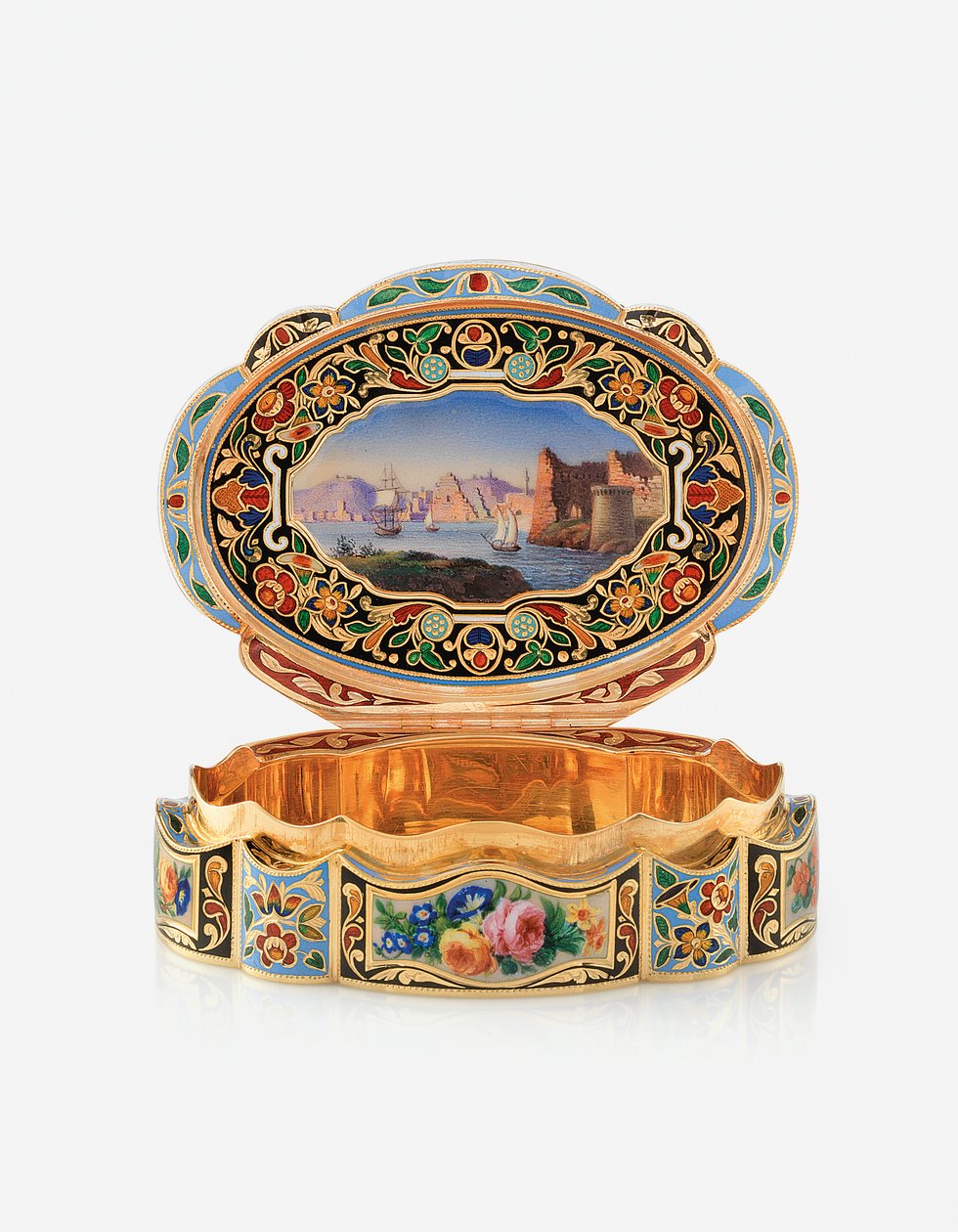 عرض Snuff-Box للسوق الشرقي ، جنيف ، حوالي 1830 بواسطة المدرسة السويسرية